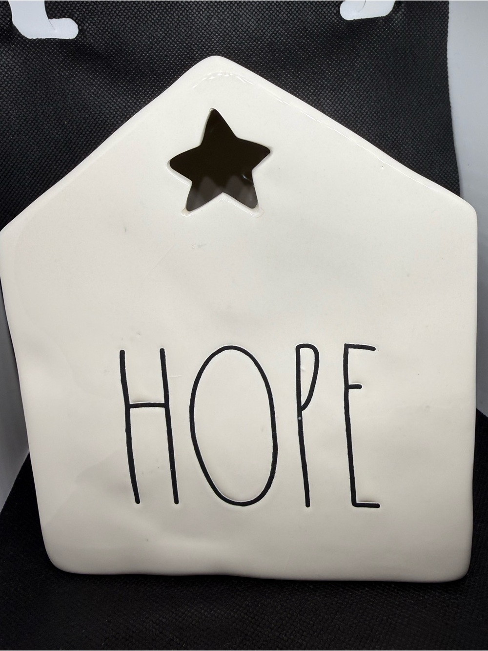 Rae Dunn HOPE Tea Light House Ceramic Star Cutout Magenta Artisan Collection